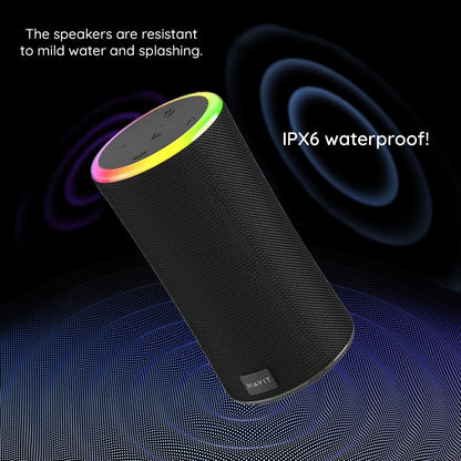 Bærbar Bluetooth-høyttaler HAVIT SK833BT, 2 x 10W, RGB, Vanntett, Svart
