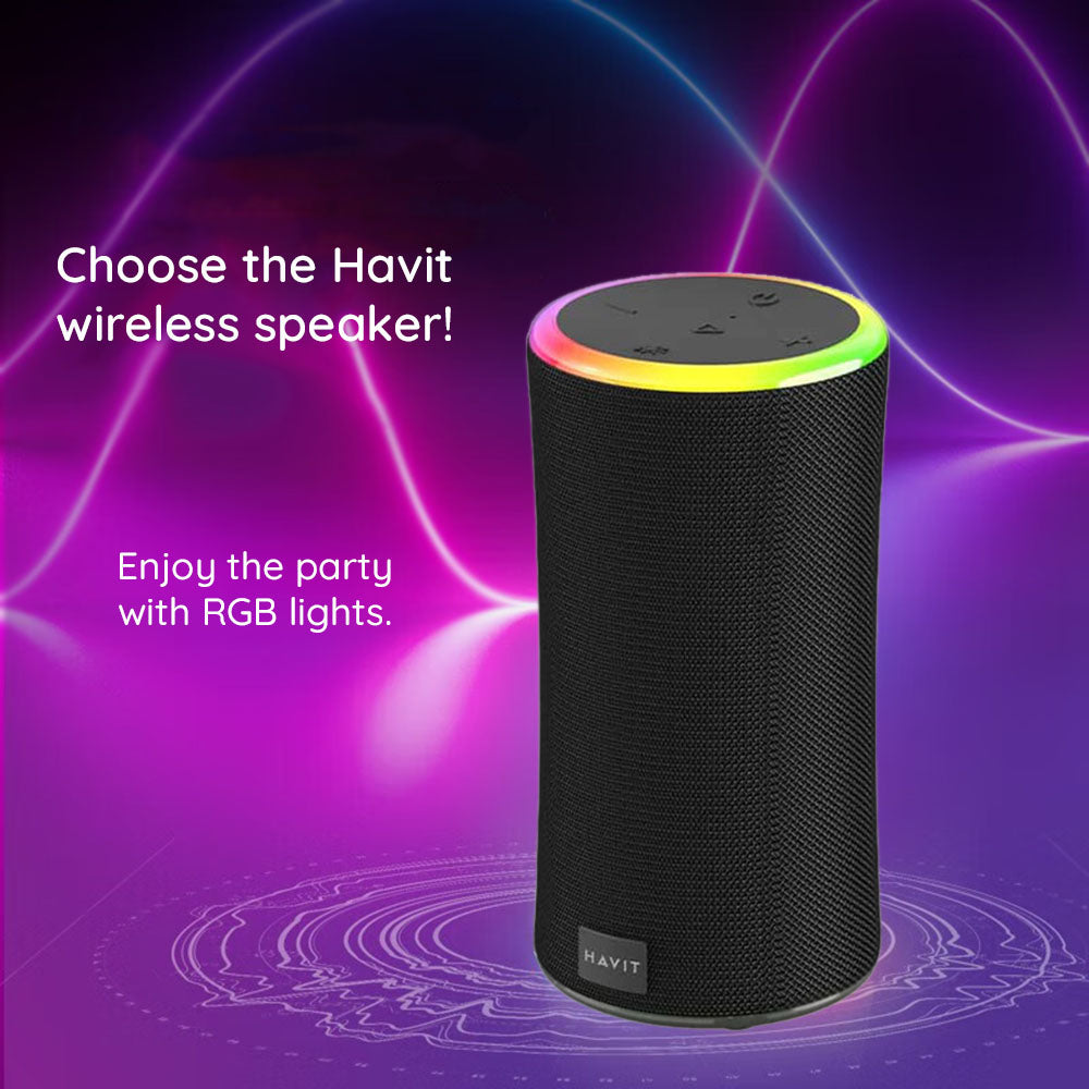 Bærbar Bluetooth-høyttaler HAVIT SK833BT, 2 x 10W, RGB, Vanntett, Svart