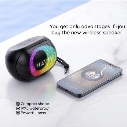 Bærbar Bluetooth-høyttaler HAVIT SK885BT, 8W, RGB, Vanntett, Svart