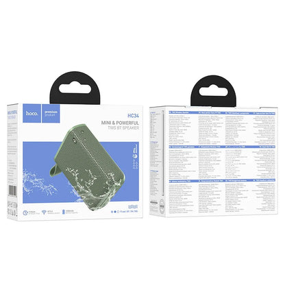 Bærbar Bluetooth-høyttaler HOCO HC34, 5W, TWS, Vanntett, Grønn