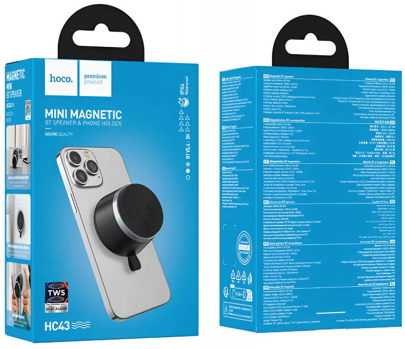 Bærbar Bluetooth-høyttaler HOCO HC43 Mini Magnetic, 8W, TWS, Svart