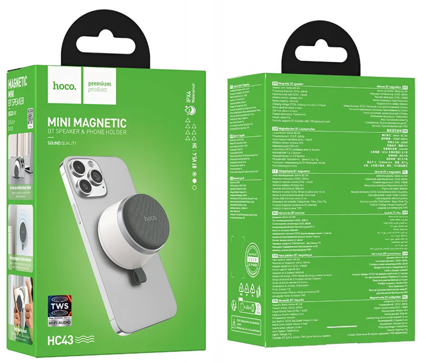 Bærbar Bluetooth-høyttaler HOCO HC43 Mini Magnetic, 8W, TWS, Hvit