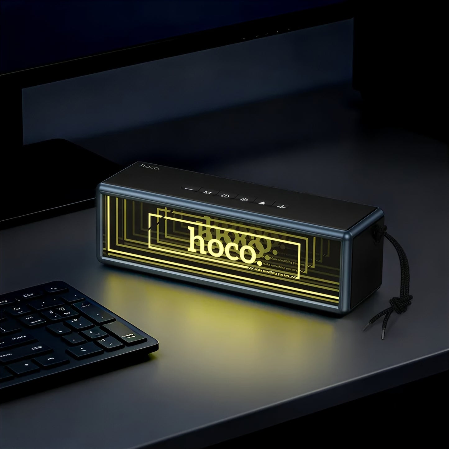 Bærbar Bluetooth-høyttaler HOCO HC40, 2 x 10W, TWS, RGB, Svart