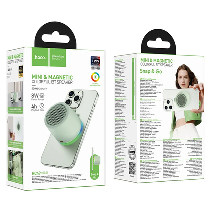 Bærbar Bluetooth-høyttaler HOCO HC49 Mini Magnetic, 8W, TWS, Grønn