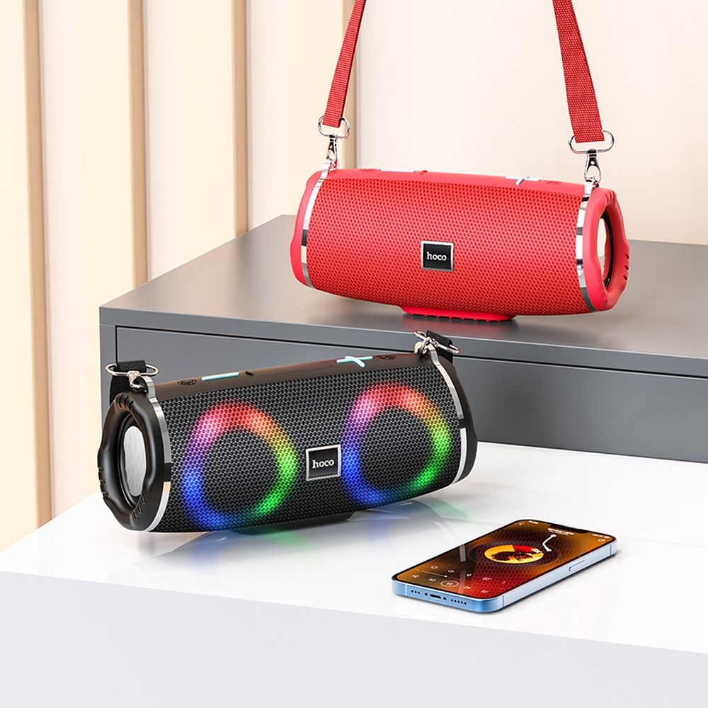 Bærbar Bluetooth-høyttaler HOCO HC12, 10W, RGB, Vanntett, Svart