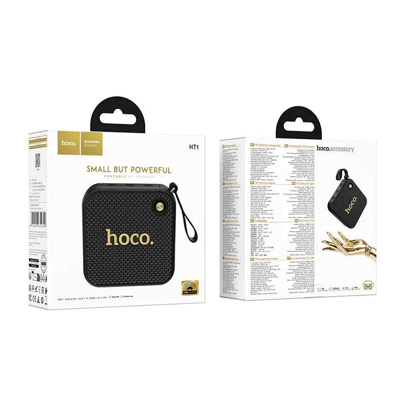 Bærbar Bluetooth-høyttaler HOCO HT1, 8W, TWS, Svart
