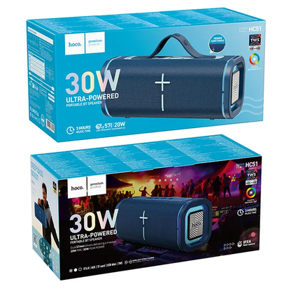 Bærbar Bluetooth-høyttaler HOCO HC51, 30W, TWS, RGB, Blå