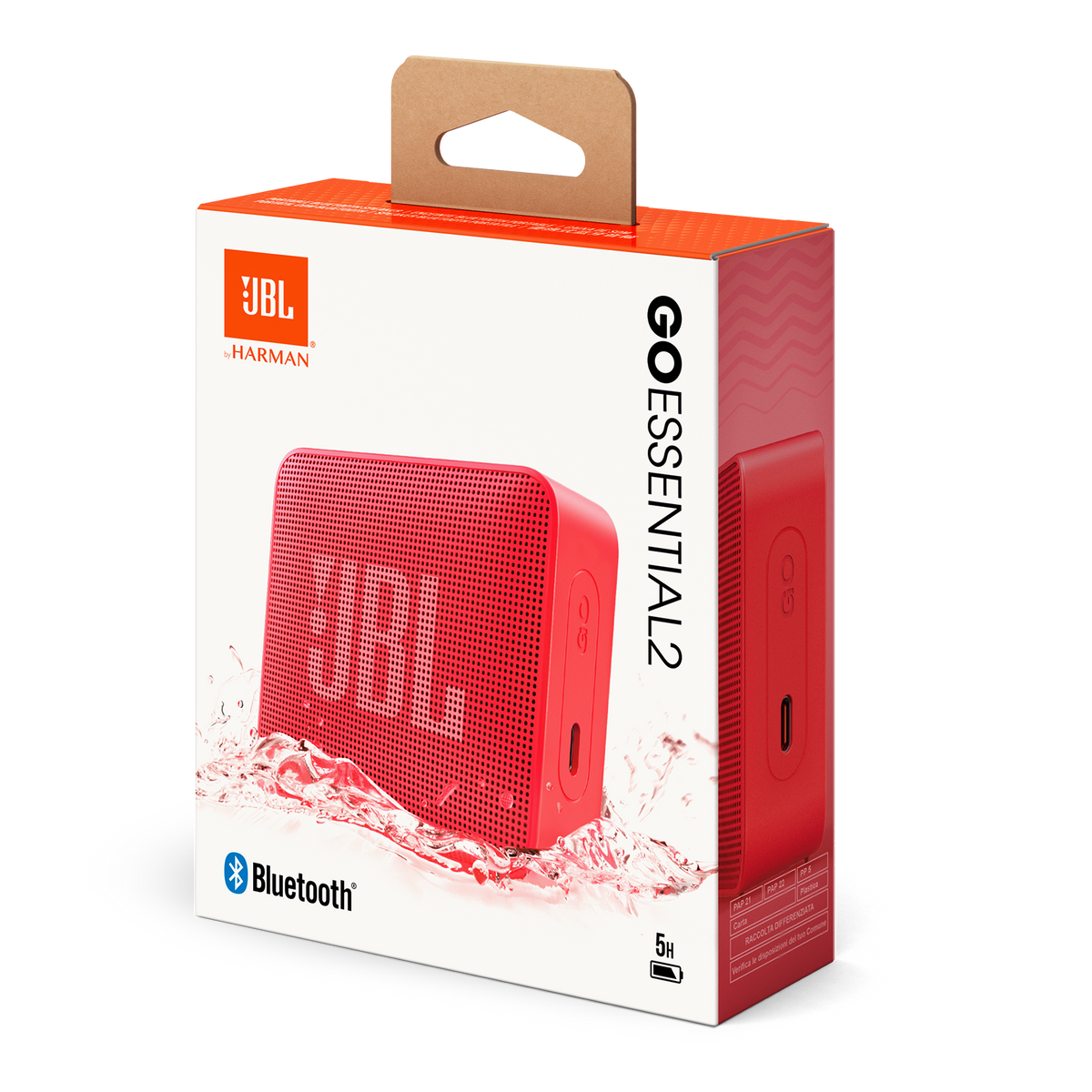 Bærbar Bluetooth-høyttaler JBL Go Essential 2, 3.1W, Pro Sound, Vanntett, Rød JBLGOES2REDCN