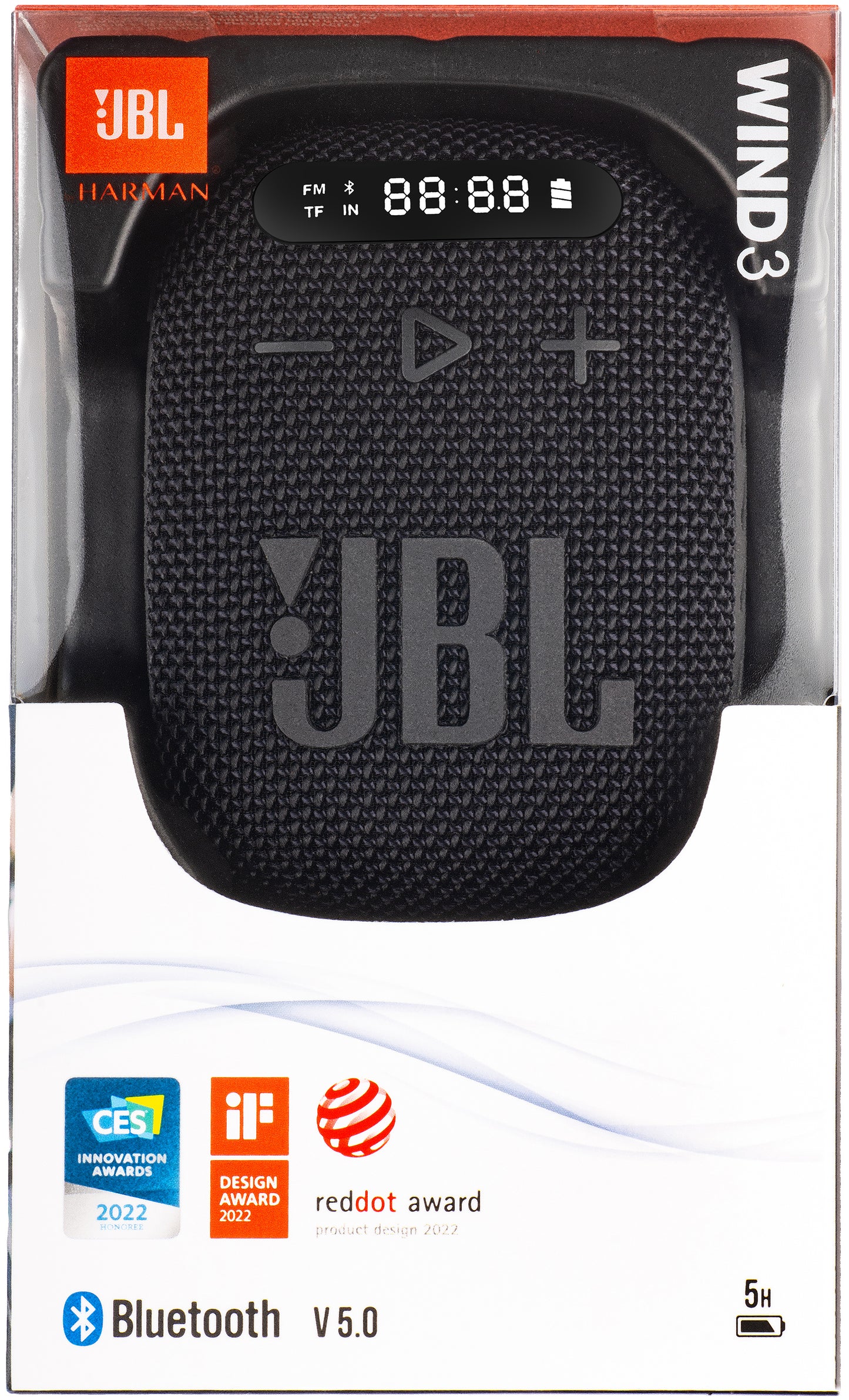 Bærbar Bluetooth-høyttaler JBL Wind 3, 5W, Vanntett, Svart JBLWIND3