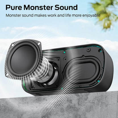 Bærbar Bluetooth-høyttaler Monster S150, 14W, TWS, RGB, Vanntett, Svart