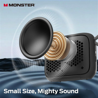 Bærbar Bluetooth-høyttaler Monster S520, 5W, TWS, RGB, Vanntett, Svart