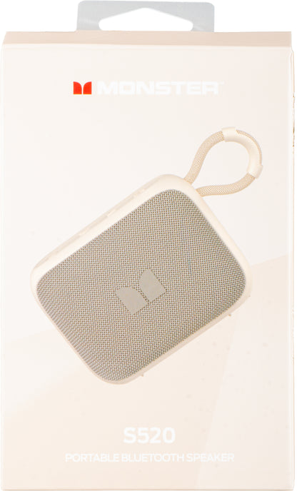 Monster S520 bærbar Bluetooth-høyttaler, 5W, TWS, RGB, vanntett, lys kremfarge