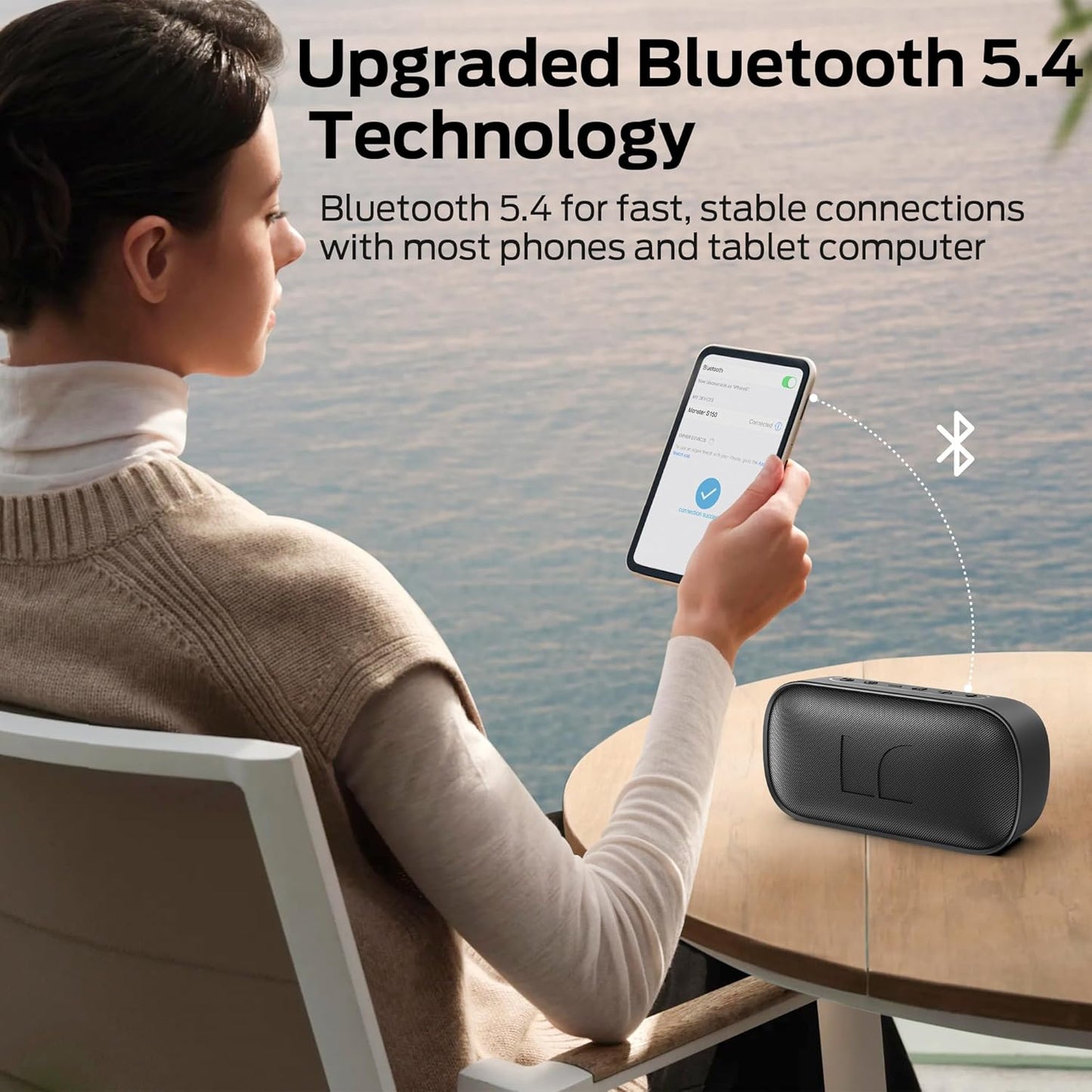 Bærbar Bluetooth-høyttaler Monster S150, 14W, TWS, RGB, Vanntett, Svart