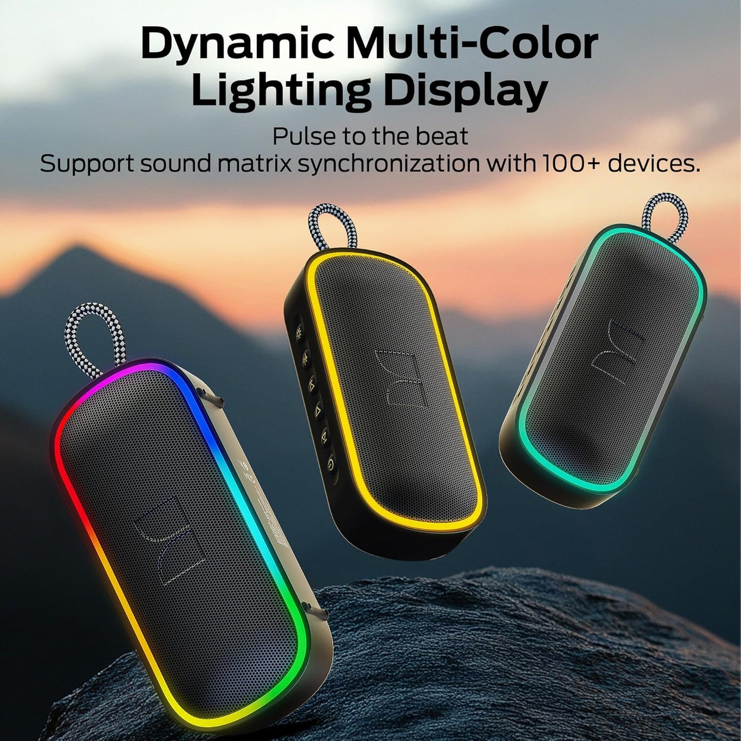 Monster S150 Plus bærbar Bluetooth-høyttaler, 40W, TWS, RGB, vanntett, svart