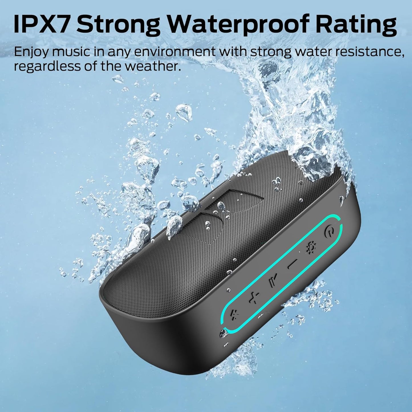 Bærbar Bluetooth-høyttaler Monster S150, 14W, TWS, RGB, Vanntett, Svart