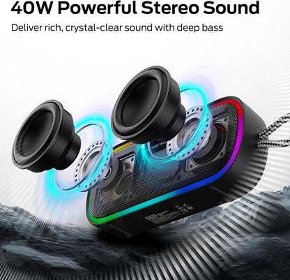 Monster S150 Plus bærbar Bluetooth-høyttaler, 40W, TWS, RGB, vanntett, svart