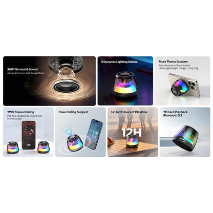 Bærbar Bluetooth-høyttaler Monster Mag Flux, 5W, TWS, RGB, Svart