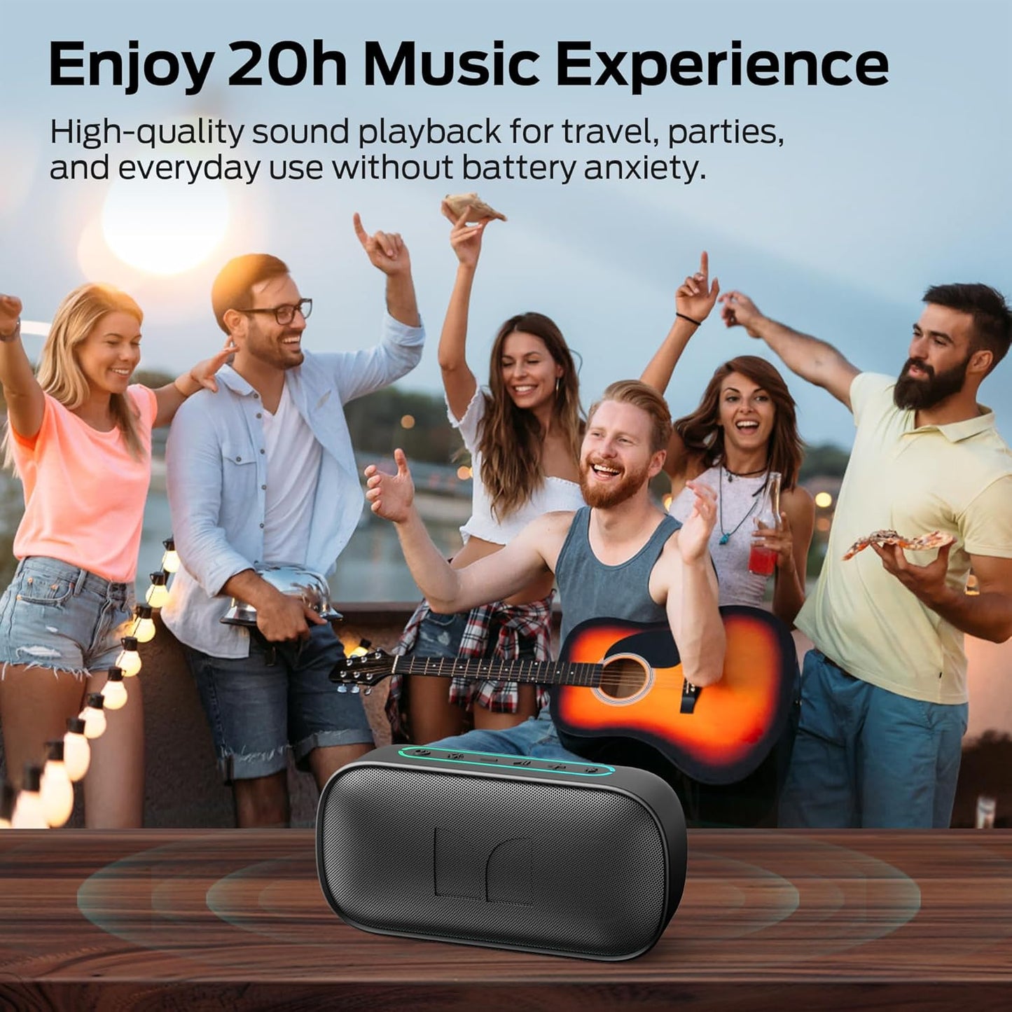 Bærbar Bluetooth-høyttaler Monster S150, 14W, TWS, RGB, Vanntett, Svart