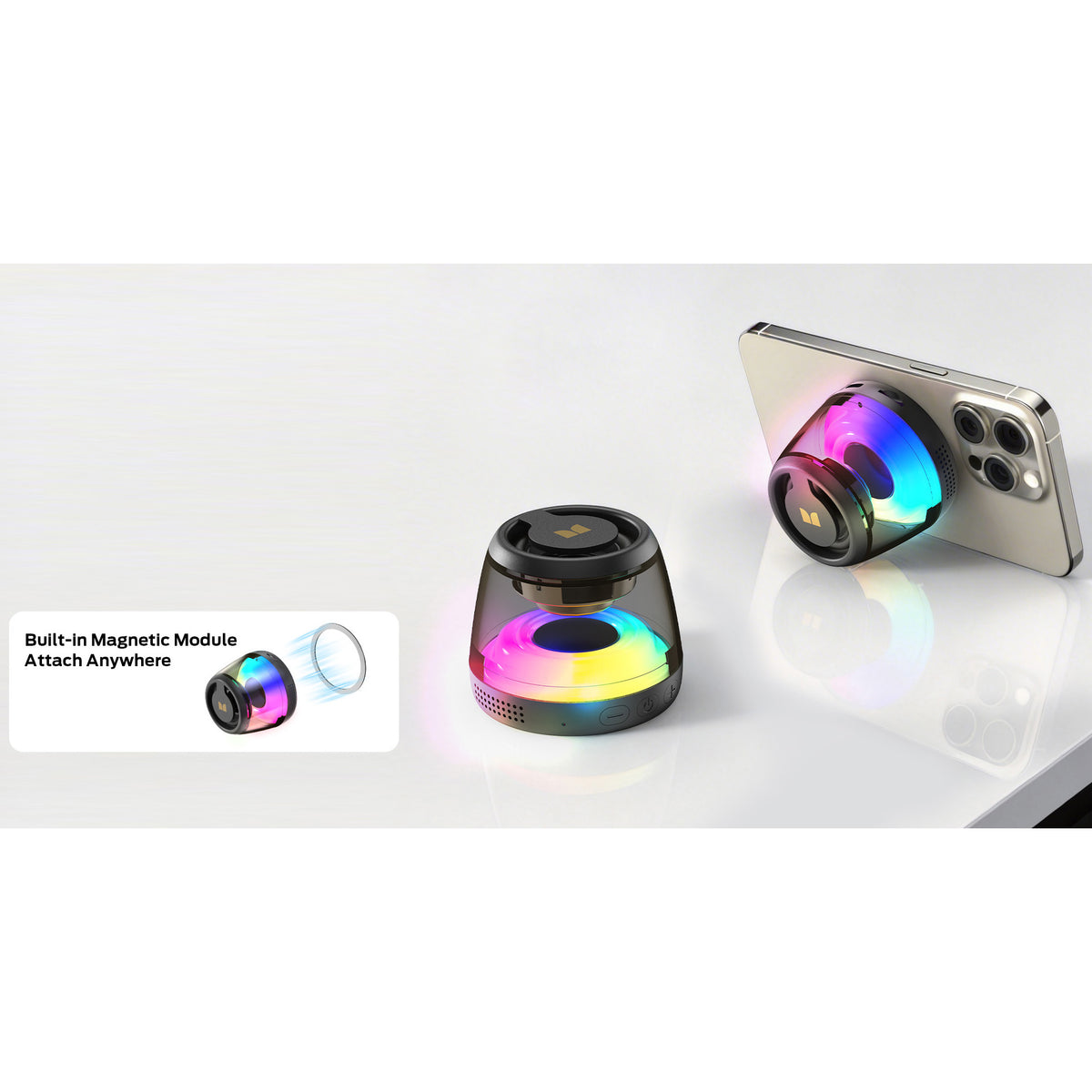 Bærbar Bluetooth-høyttaler Monster Mag Flux, 5W, TWS, RGB, Svart