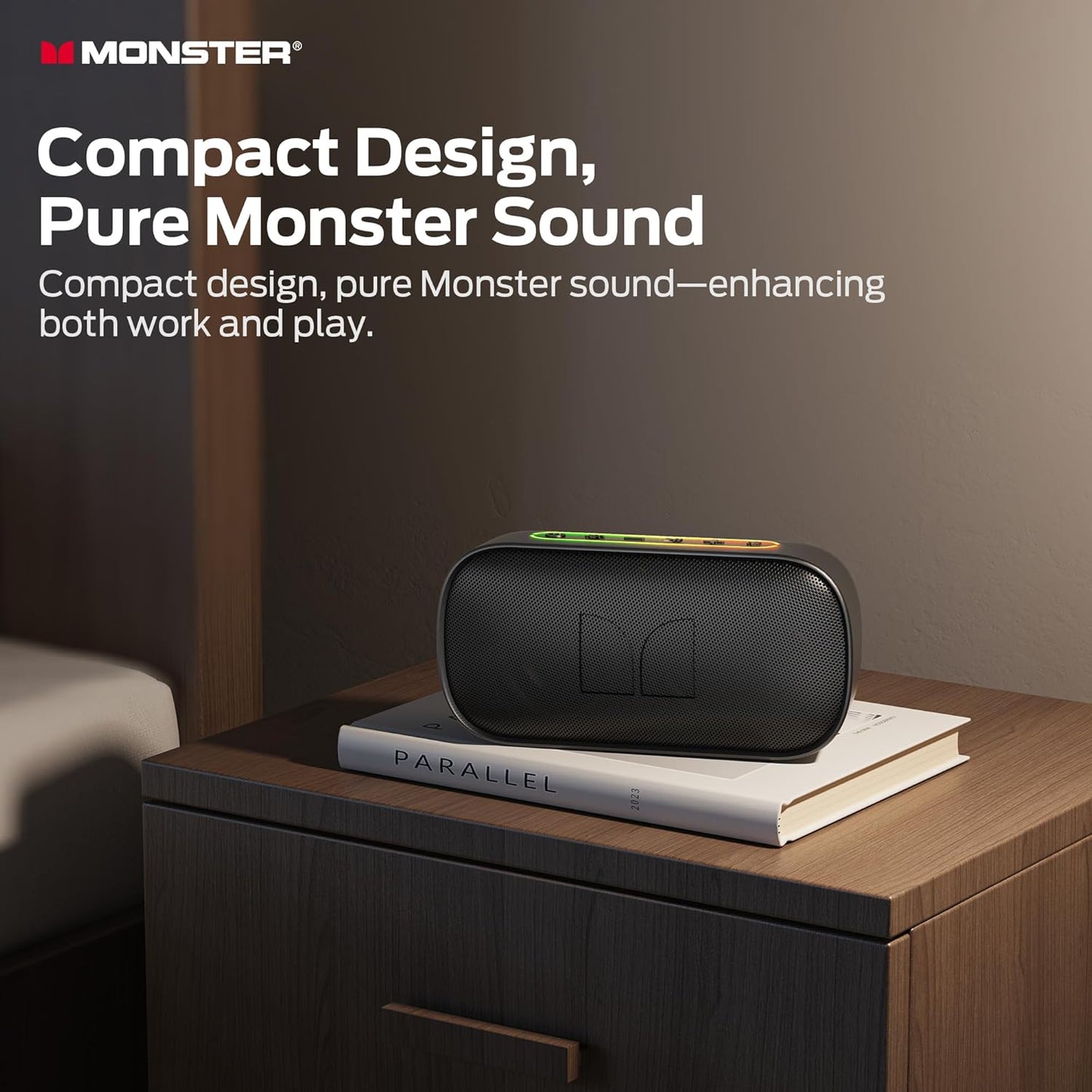 Bærbar Bluetooth-høyttaler Monster S150, 14W, TWS, RGB, Vanntett, Svart