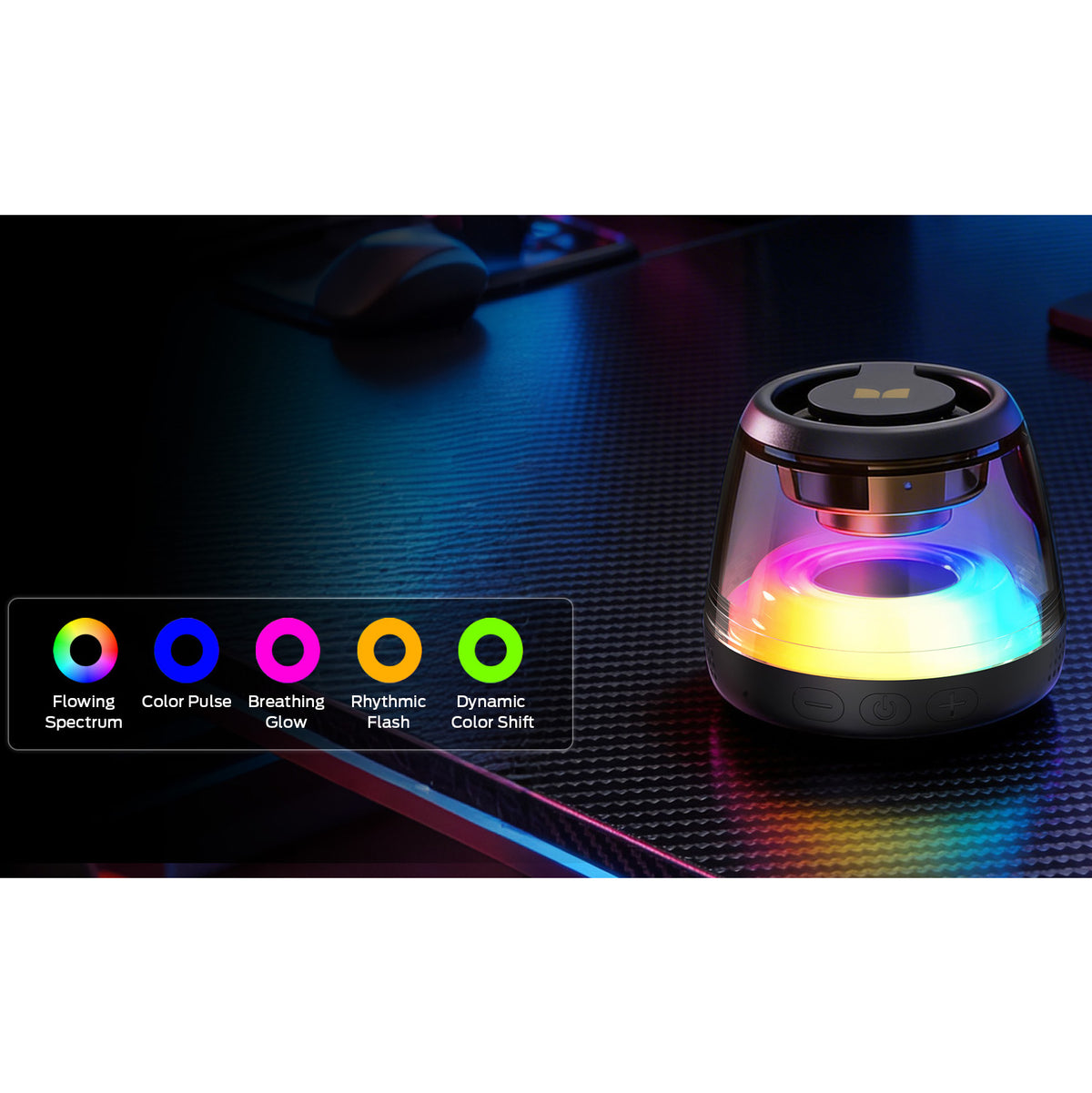 Bærbar Bluetooth-høyttaler Monster Mag Flux, 5W, TWS, RGB, Svart