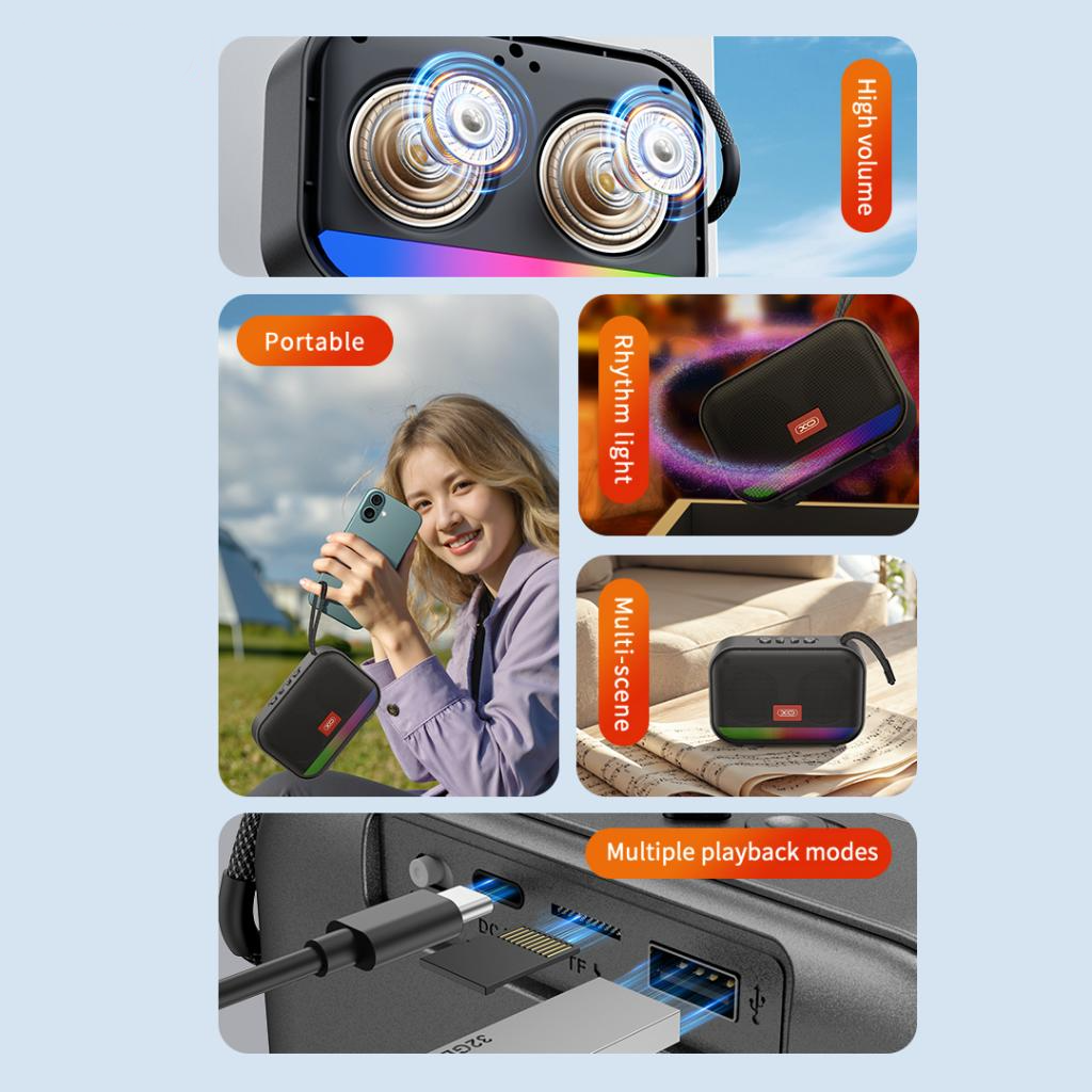 Bærbar Bluetooth-høyttaler XO Design F66, 5W, RGB, Svart