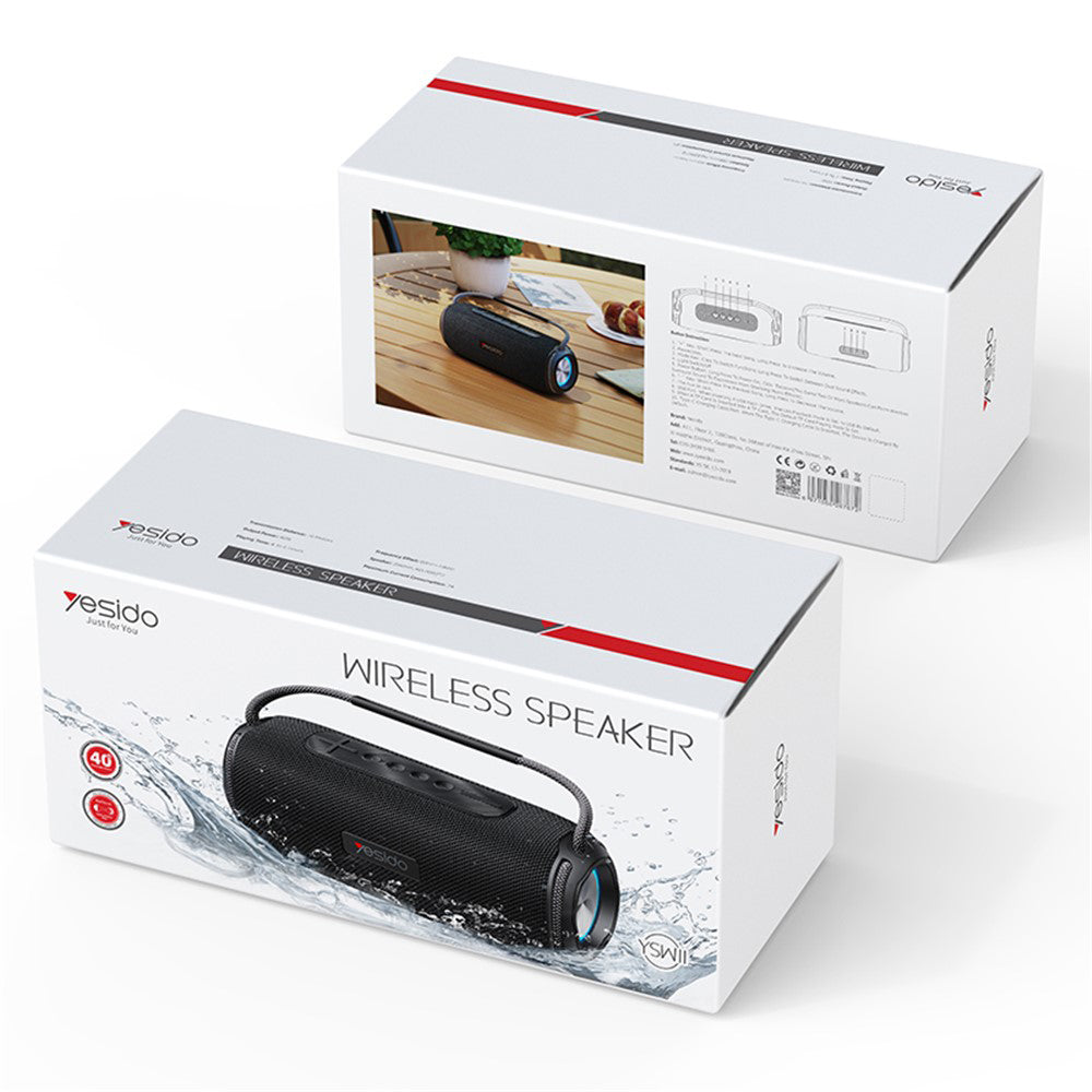 Bærbar Bluetooth-høyttaler Yesido YSW11, 40W, RGB, Vanntett, Svart