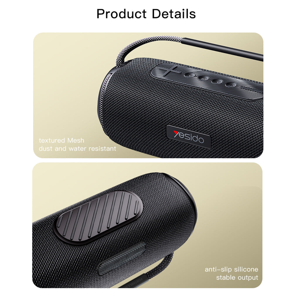 Bærbar Bluetooth-høyttaler Yesido YSW11, 40W, RGB, Vanntett, Svart