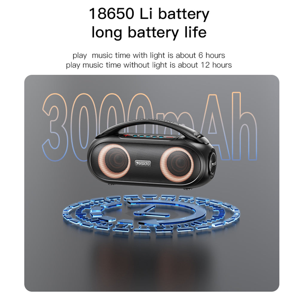 Bærbar Bluetooth-høyttaler Yesido YSW19, 40W, RGB, Vanntett, Svart