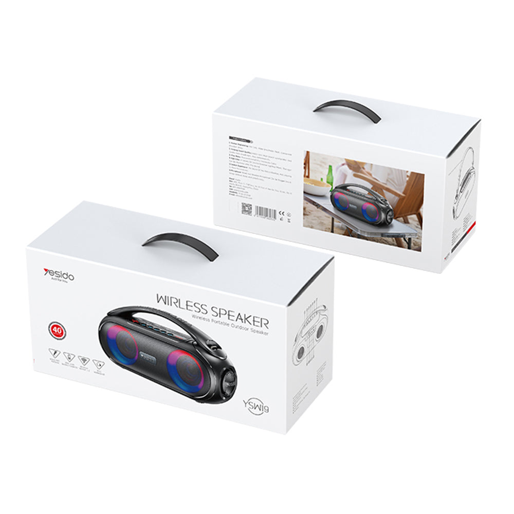 Bærbar Bluetooth-høyttaler Yesido YSW19, 40W, RGB, Vanntett, Svart