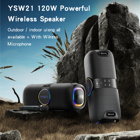 Bluetooth-høyttaler Yesido YSW21 Karaoke, 120W, RGB, vanntett, svart