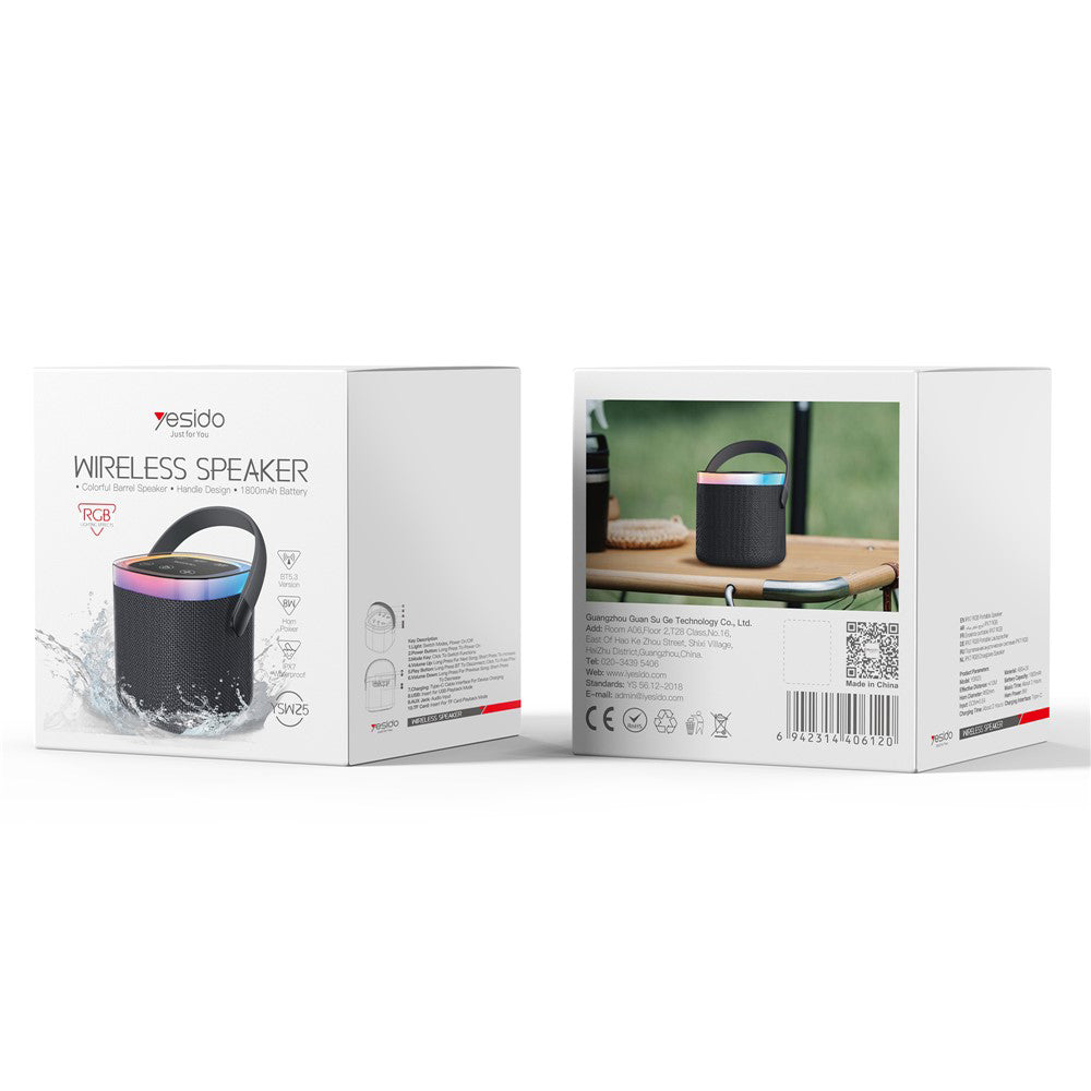 Bærbar Bluetooth-høyttaler Yesido YSW25, 5W, RGB, Svart