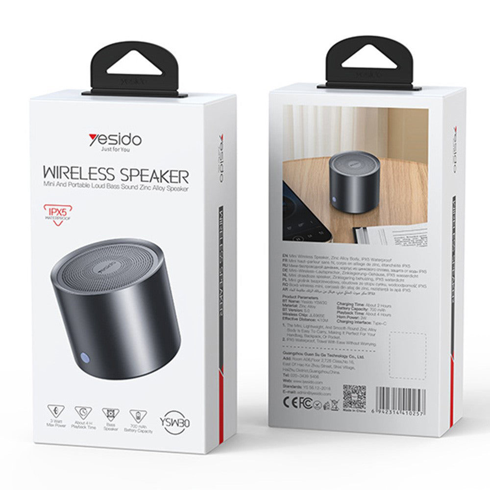 Bluetooth-høyttaler Yesido YSW30, 3W, Vanntett, Svart