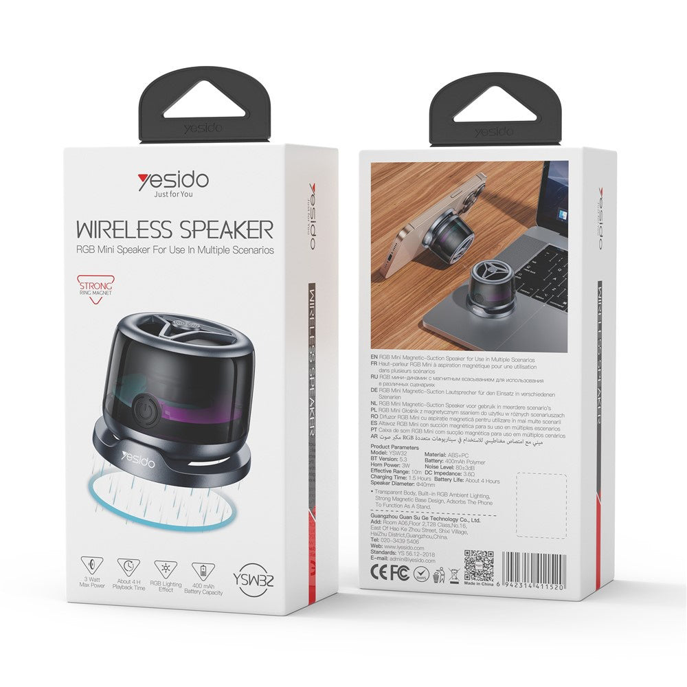 Bærbar Bluetooth-høyttaler Yesido YSW32, 3W, RGB, Svart