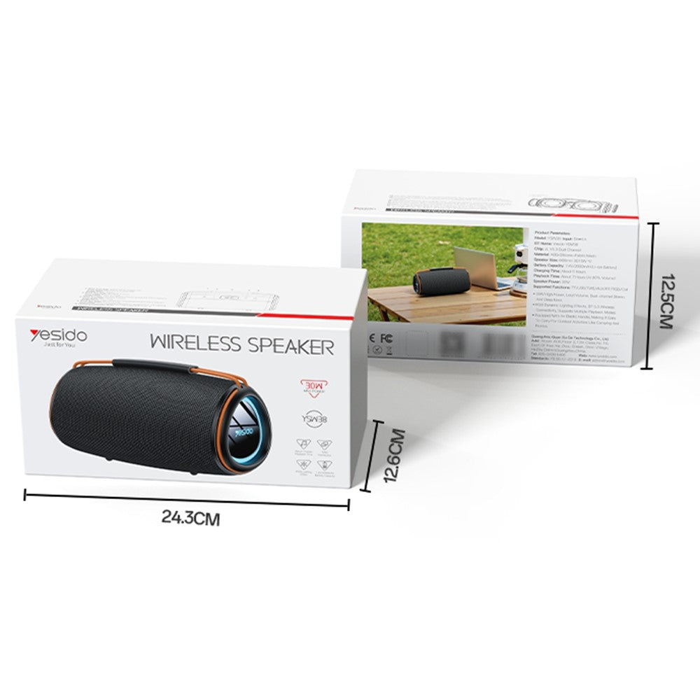 Bærbar Bluetooth-høyttaler Yesido YSW38, 30W, TWS, RGB, Svart