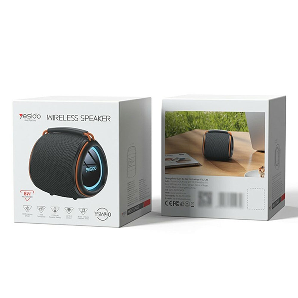 Bærbar Bluetooth-høyttaler Yesido YSW40, 8W, RGB, Svart