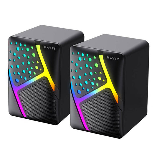 Gaminghøyttalere HAVIT SK763, 2 x 3W, RGB, USB-A, Svarte