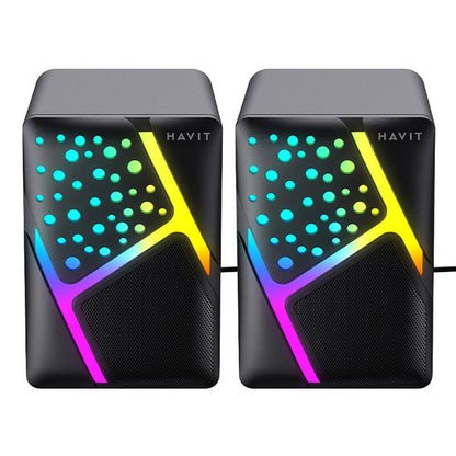 Gaminghøyttalere HAVIT SK763, 2 x 3W, RGB, USB-A, Svarte