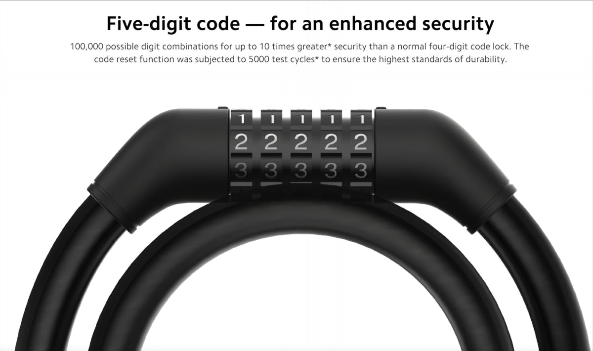 Xiaomi Tyverisikringkabel for Elektrisk Sparkesykkel, Svart BHR6751GL