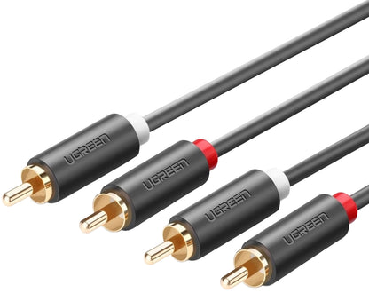 UGREEN AV104 lydkabel, 2 x RCA - 2 x RCA, 5m, Svart