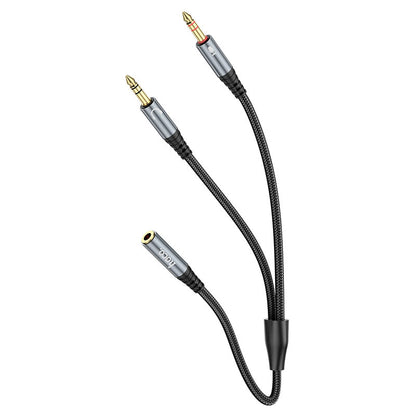 Audioadapter 3.5mm - 2 x 3.5mm HOCO UPA21, 0.25m, Svart
