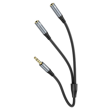Audioadapter 3.5mm - 2 x 3.5mm HOCO UPA21-2, 0.25m, Svart
