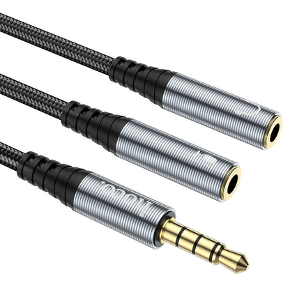 Audioadapter 3.5mm - 2 x 3.5mm HOCO UPA21-2, 0.25m, Svart