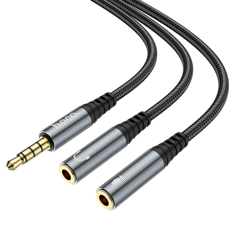 Audioadapter 3.5mm - 2 x 3.5mm HOCO UPA21-2, 0.25m, Svart