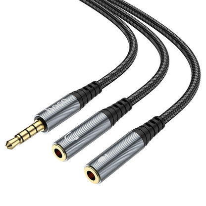 Audioadapter 3.5mm - 2 x 3.5mm HOCO UPA21-2, 0.25m, Svart