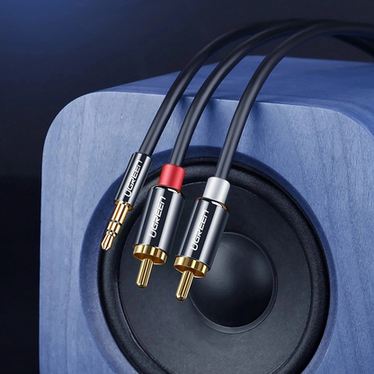 Audio Kabel 3.5mm - 2 x RCA UGREEN AV116, 1m, Svart