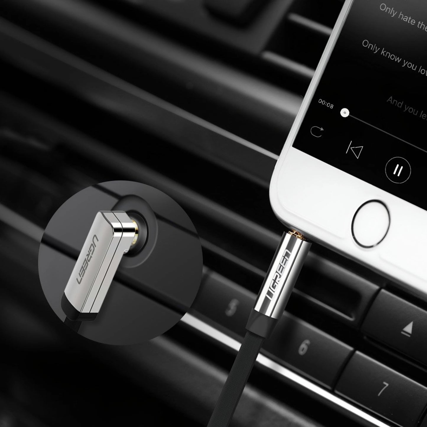 Audio Kabel 3.5mm - 3.5mm UGREEN AV119 Angled, 2m, Svart