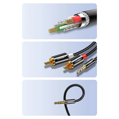 Audio Kabel 3.5mm - 2 x RCA UGREEN AV116, 1m, Svart