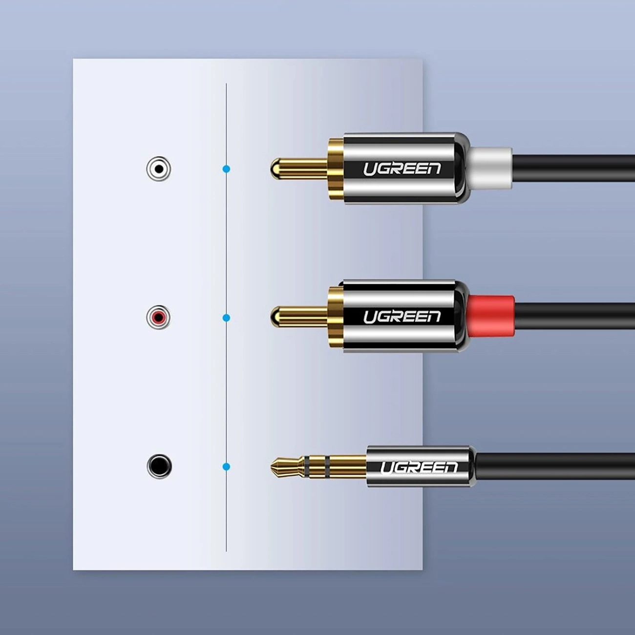 Audio Kabel 3.5mm - 2 x RCA UGREEN AV116, 1m, Svart