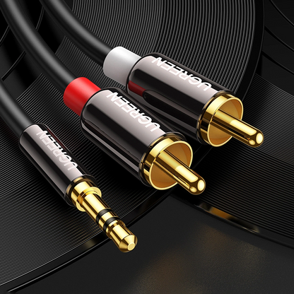 Audio Kabel 3.5mm - 2 x RCA UGREEN AV116, 1m, Svart